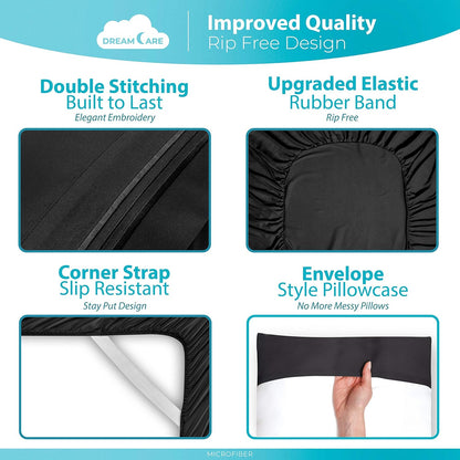 California King Sheet Sets - 6 Pcs Breathable Cooling Bed Sheets - up to 15" Deep California King Sheets with Side Pockets -Extra Soft 100% Brushed Hypoallergenic Hotel Luxury Bedding -Black