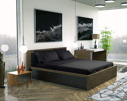 California King Sheet Sets - 6 Pcs Breathable Cooling Bed Sheets - up to 15" Deep California King Sheets with Side Pockets -Extra Soft 100% Brushed Hypoallergenic Hotel Luxury Bedding -Black