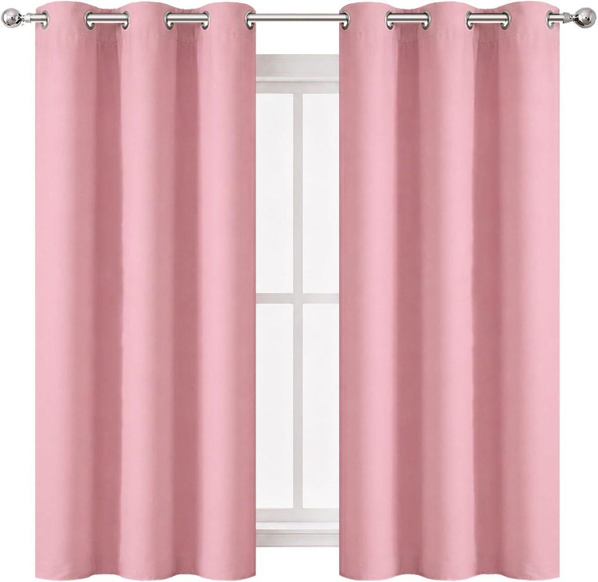 Baby Pink Blackout Curtains/42 X 63 Inch/Set of Two Panels Grommet Bedroom Curtains