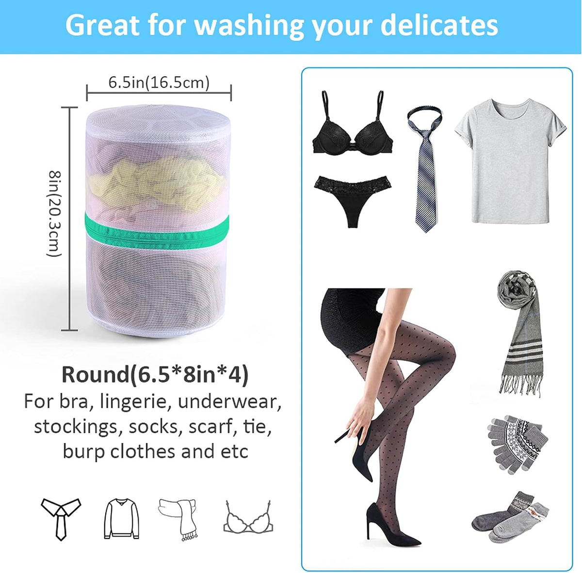Mesh Laundry Bags for Delicates Durable Protective Wash Bags Travel Storage Bags for Intimates Lingerie, 4PCS (6.5 * 8In) | Bra Wash Bag Travel Storage Bags for Intimates Lingerie, 4PCS (6.5 * 8In)