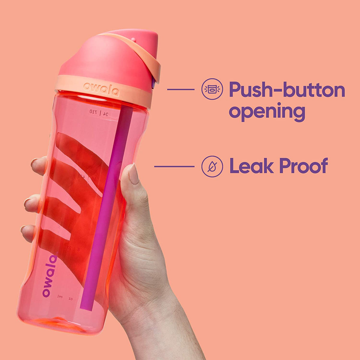 Owala Freesip Clear Tritan Plastic Water Bottle with Straw, Bpa-Free Sports Water Bottle, Great for Travel, 25 Oz, Shy Marshmallow